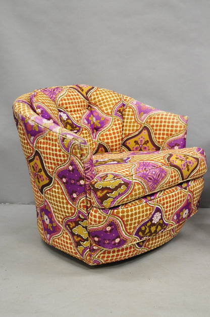 Vintage John Stuart Mid Century Modern Purple Barrel Back Club Lounge Chair Pair