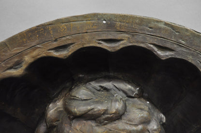 Antique Italian Woman Bust Large 25" Bronze Relief Repousse Monument Plaque