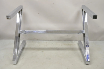 Vintage Mid Century Modern Chrome Frame Z Shaped Metal Desk Dining Table Base
