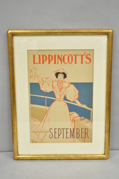 Art Deco Will Carqueville Lippincott's "September" Framed Lithograph Print