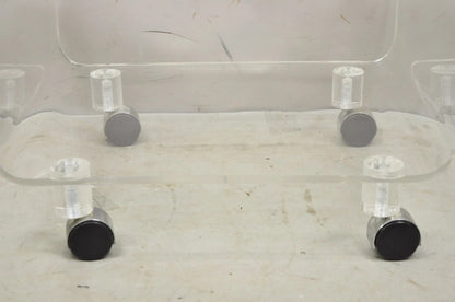 Vintage Clear Lucite Acrylic Mid Century Modern Rolling Side Tables - a Pair