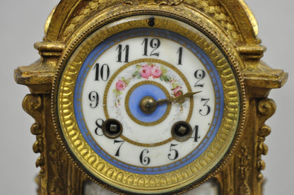S. Marti Medaille de Bronze Gold French Victorian Porcelain Figural Shelf Clock