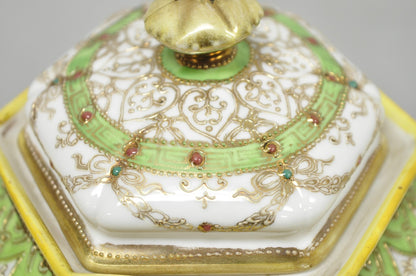 Antique Nippon Noritake Hand Painted Porcelain Gold Gilt Draped Biscuit Jar