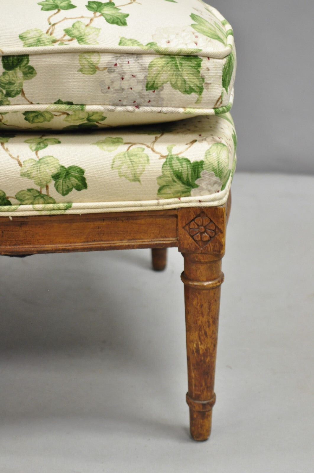 Antique French Country Louis XVI Style Walnut Boudoir Slipper Lounge Chair