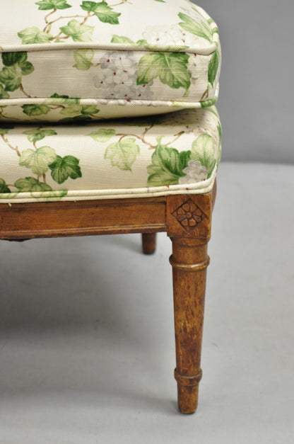 Antique French Country Louis XVI Style Walnut Boudoir Slipper Lounge Chair