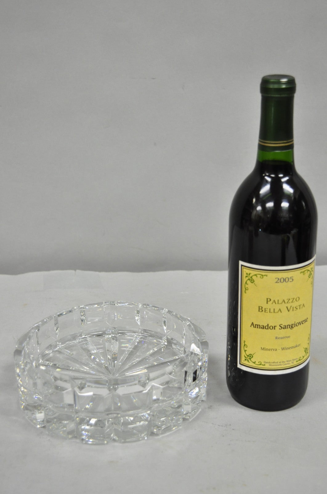 Vintage Highcrest by Mikasa Large 7" Leaded Crystal Glass Ashtray Cube Pattern