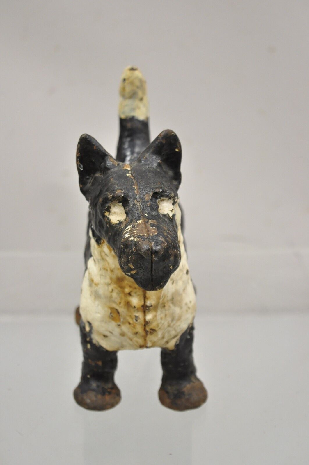 Antique Victorian Cast Iron Small Scottie Dog Metal Black Painted Door Stop