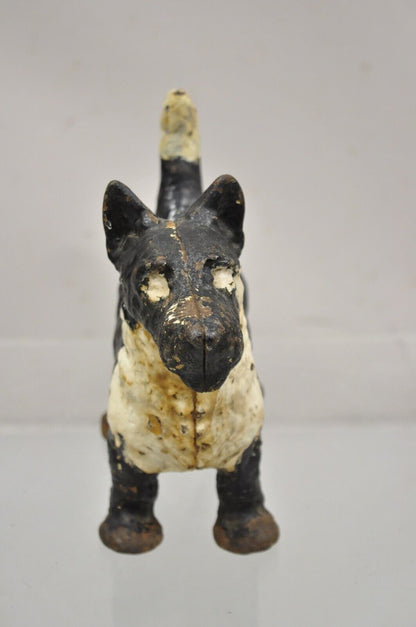 Antique Victorian Cast Iron Small Scottie Dog Metal Black Painted Door Stop