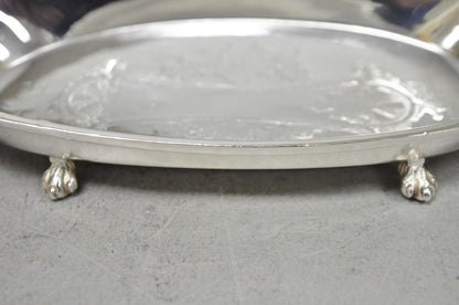 Antique French Renaissance Small Silver Plated Figural Twin Handle Trinket Dish