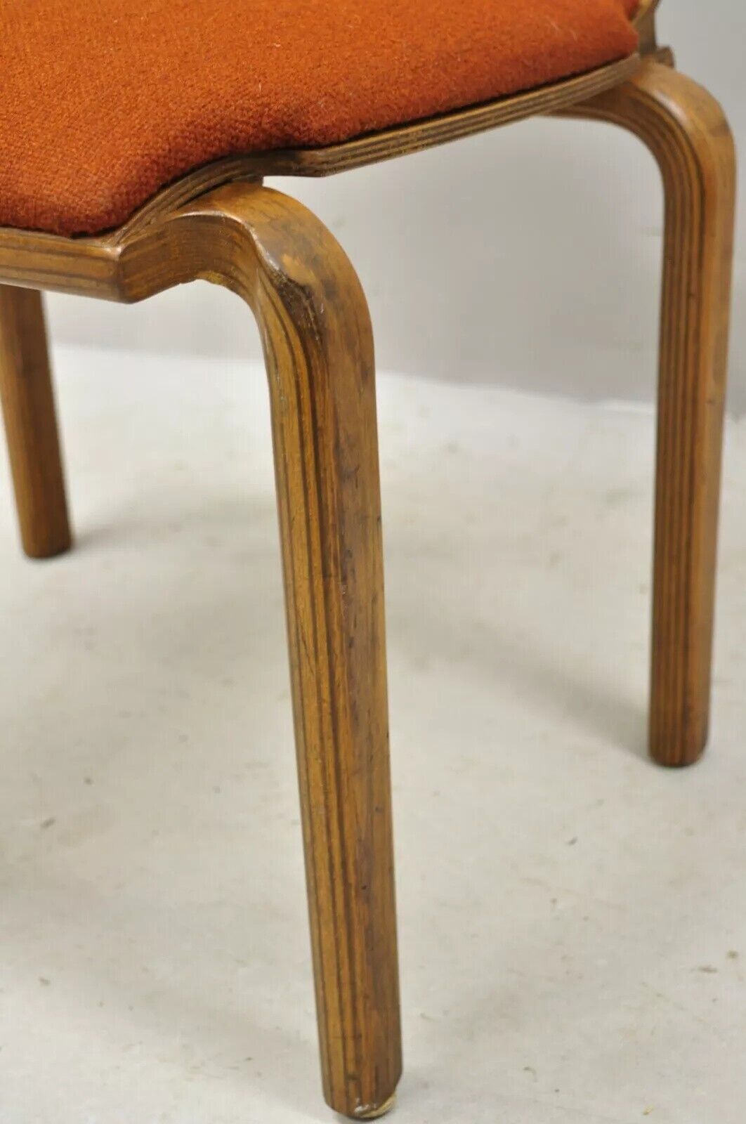 Mid Century Modern Sanders Bentwood Orange Stacking Dining Side Chair