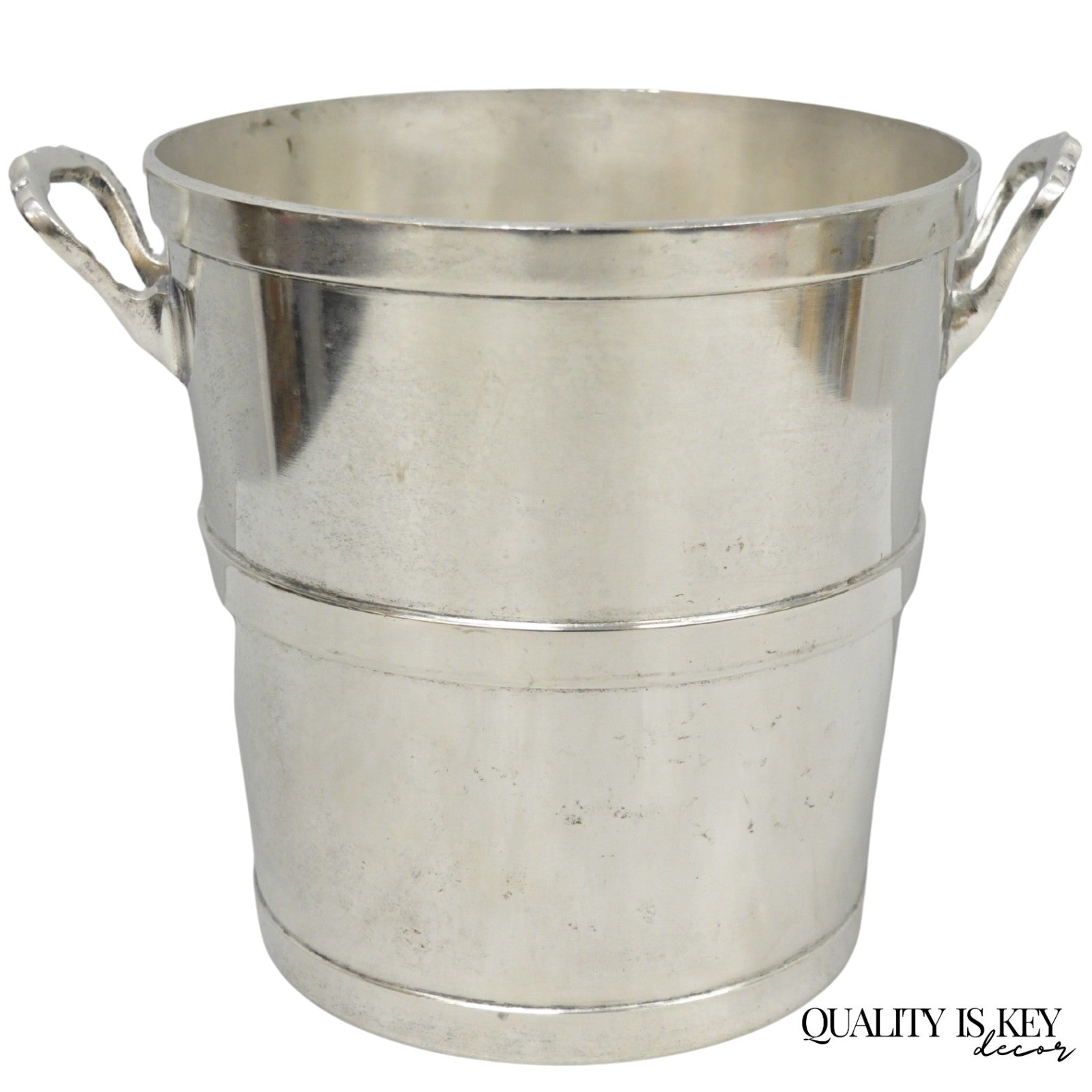 Vintage Mid Century Modern Nickel Silver Plated "Room Service" Champagne Bucket