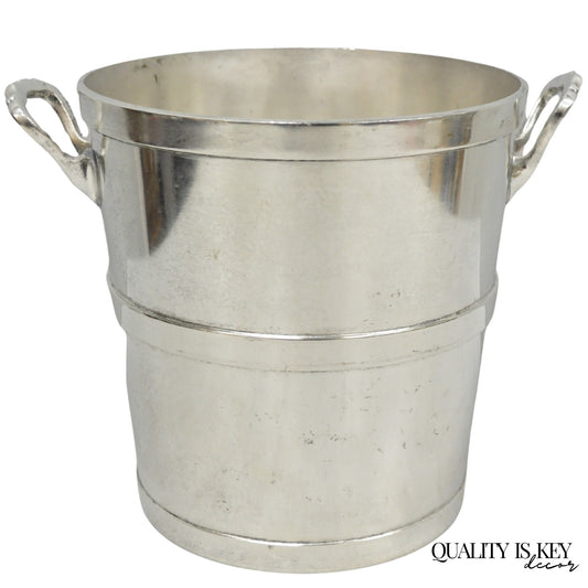 Vintage Mid Century Modern Nickel Silver Plated "Room Service" Champagne Bucket