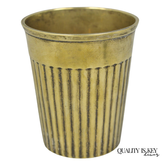 Vintage Anglo Indian Brass Bronze Ribbed Lassi Tumbler Cup with Patina