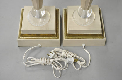 Vintage Art Deco Style Acrylic Lucite Sphere Tapered Table Lamps - a Pair