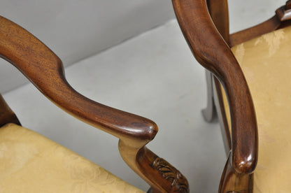 Henredon Aston Court Chinoiserie Georgian Mahogany Dining Arm Chairs - a Pair