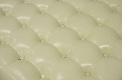 Modern Pearl Bonded Leather Steel Frame Button Tufted Square Cocktail Ottoman