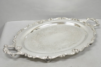 Vintage English Silver Mfg. Silver Plated Large Oval Butlers Platter Bar Tray
