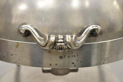 Vintage Regency Silver Plated Steel Round Catering Serving Chafing Dish w/ Lions