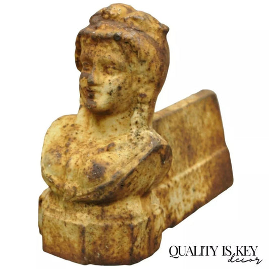 French Victorian Style Cast Iron Figural Women Bust Maiden Form Boot Scraper (B)
