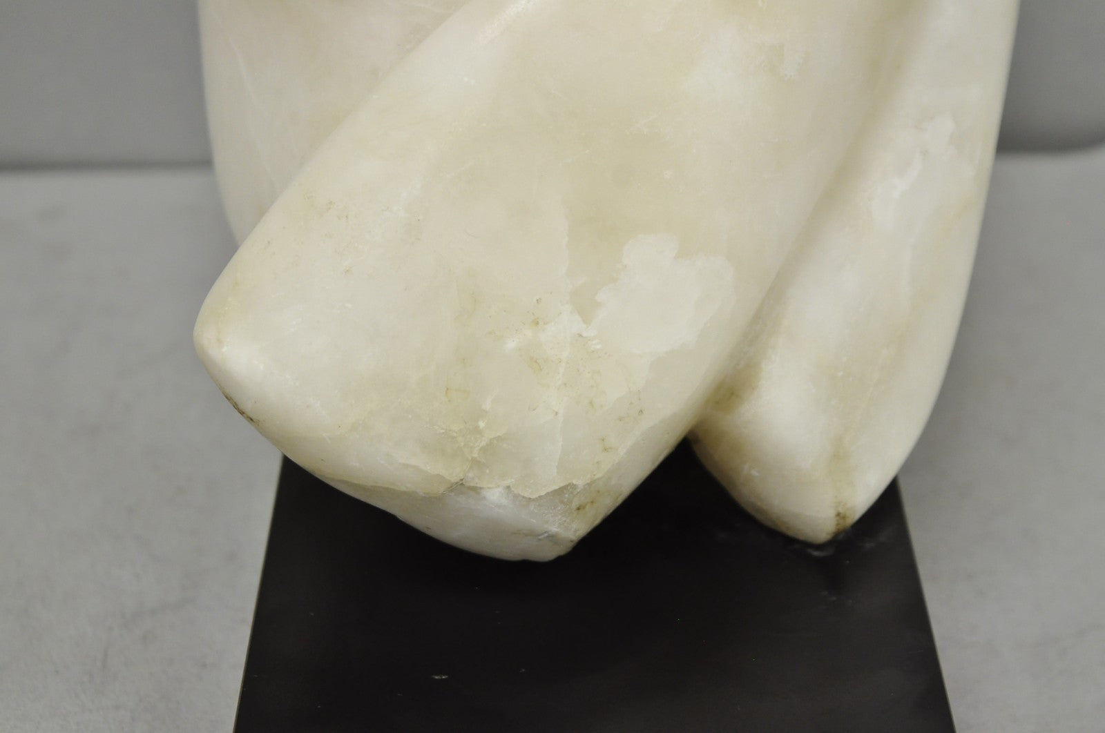 Vintage Modernist Abstract Carved Alabaster Marble Female Bust Figure Sculpture