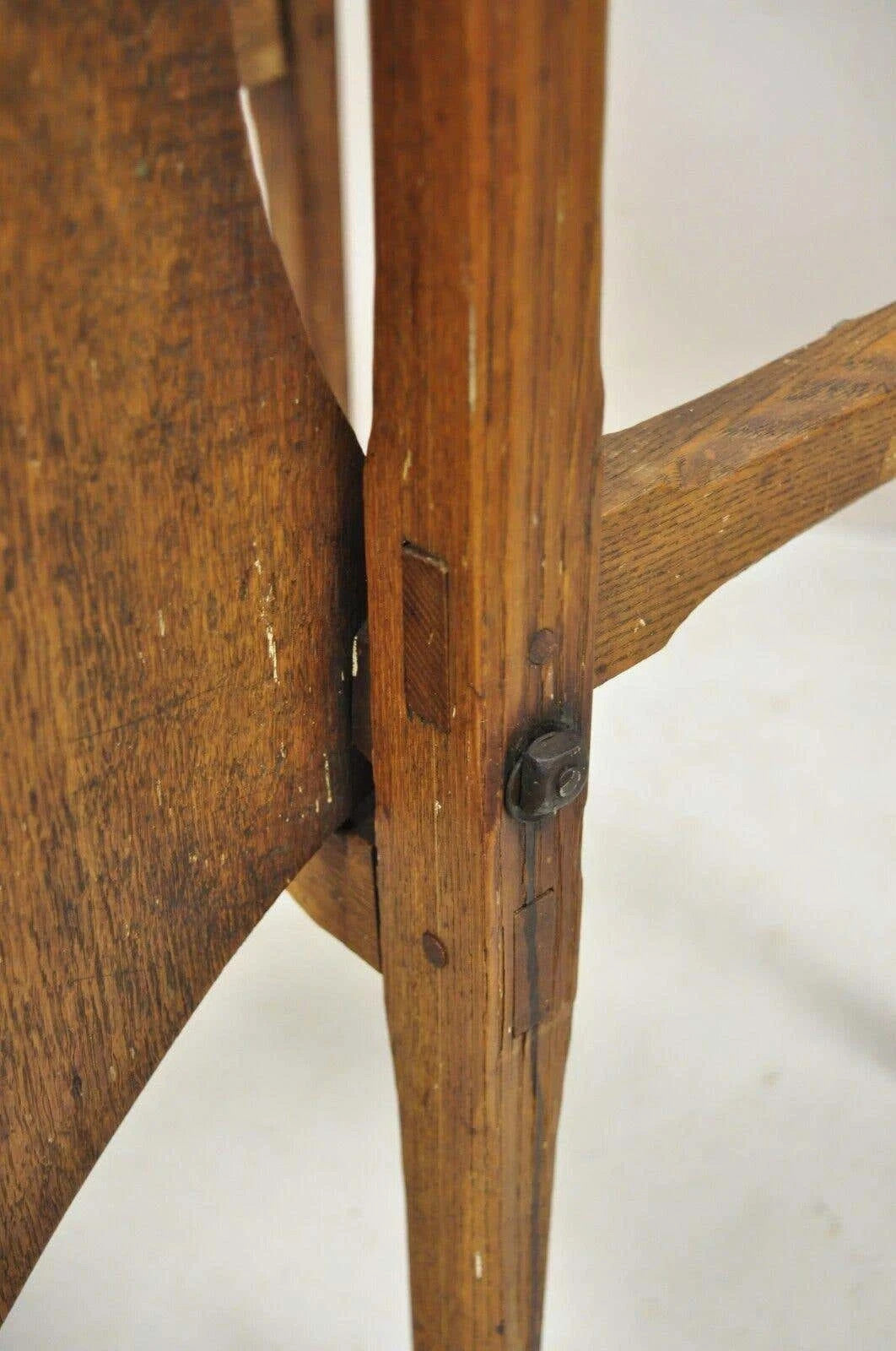 Antique French Provincial Country Oak Wood Folding Library Step Ladder