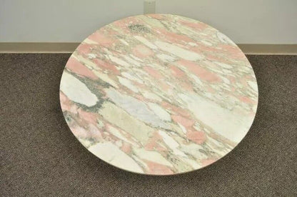 French Empire Neoclassical Cornucopia Base Round Pink Marble Top Coffee Table