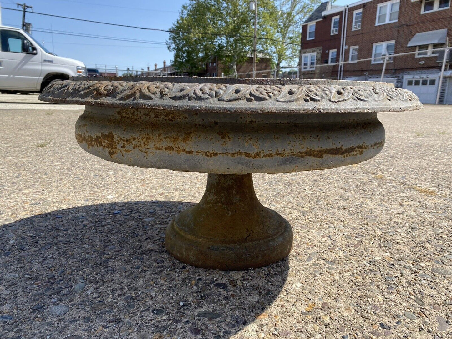 Cast Iron Low and Wide 34" Round French Style Outdoor Garden Planter