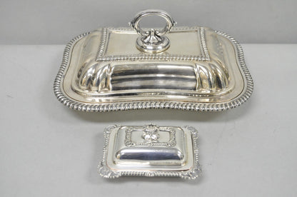 Vintage Miniature Sheffield England Silver Plated Covered Serving Dish Platter