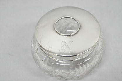 Antique Victorian Sterling Silver Crystal Glass Vanity Hair Receiver "N" Mono