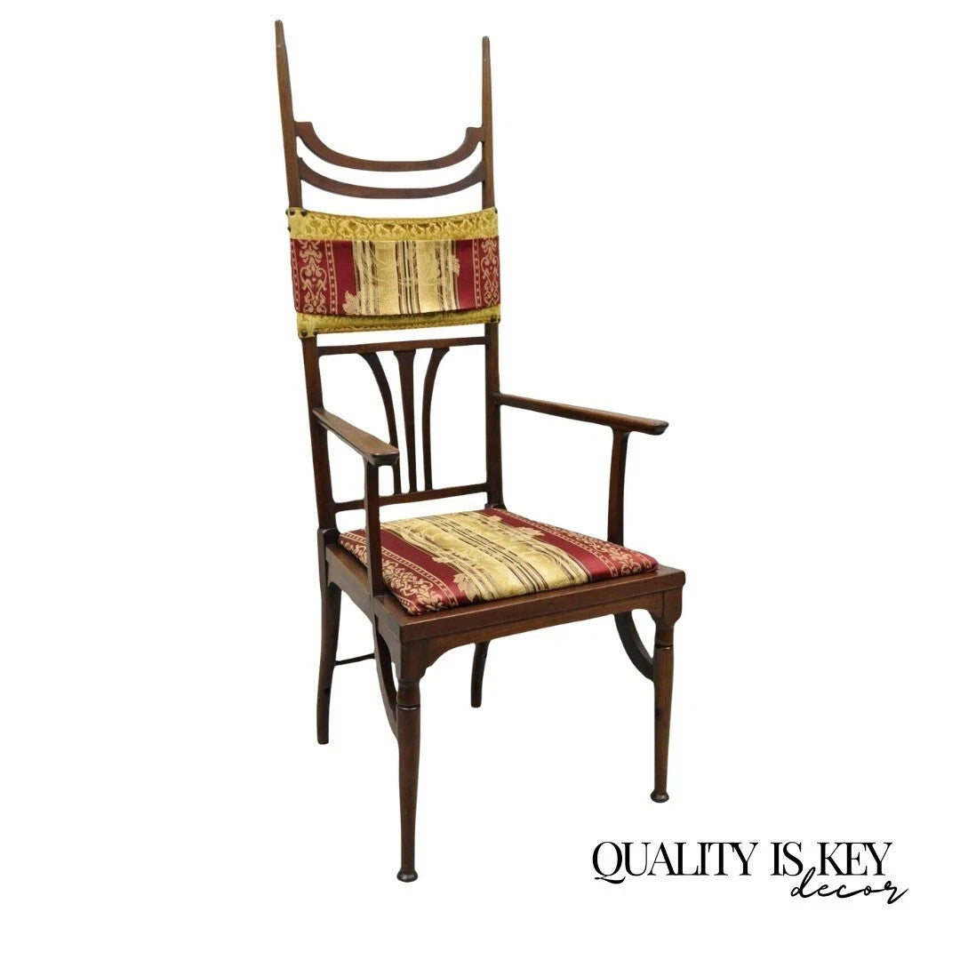 Antique Art Nouveau Mahogany Tall Finial Parlor Side Chair after J.S. Henry