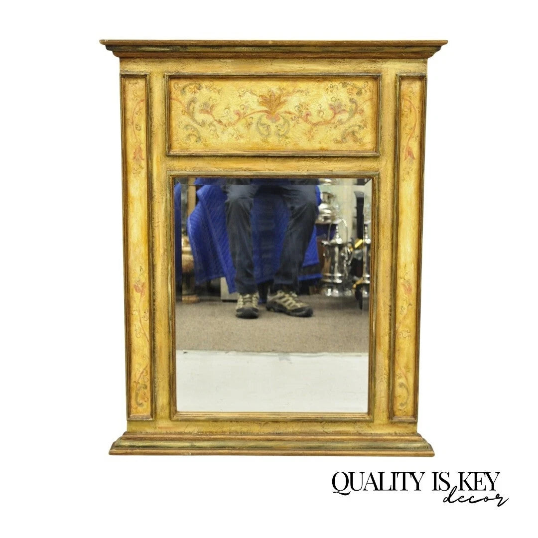 Contemporary Shabby and Chic Italian Tuscan Distress Painted Trumeau Wall Mirror