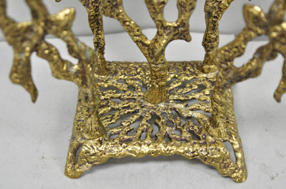 Vintage Mid Century Modern Brutalist Brass Judaica Candelabra by Wainberg