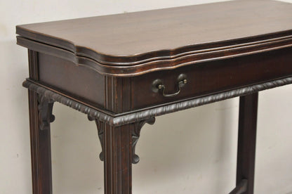 Antique Georgian Chippendale Mahogany Convertible Flip Top Console Game Table