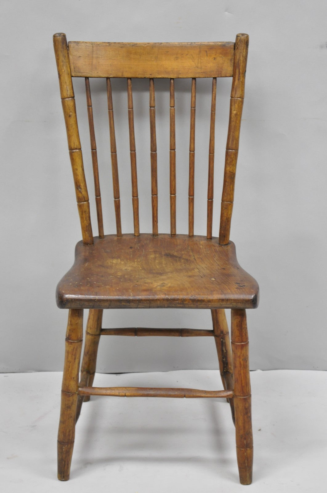 Antique Primitive Rustic French Farmhouse Wooden Faux Bamboo Side Chair