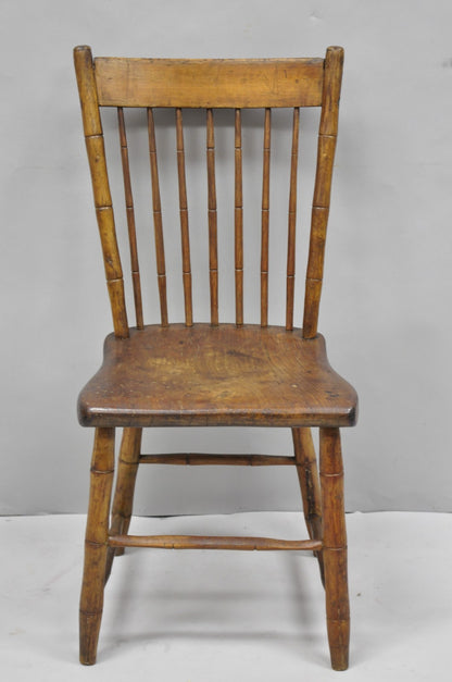 Antique Primitive Rustic French Farmhouse Wooden Faux Bamboo Side Chair