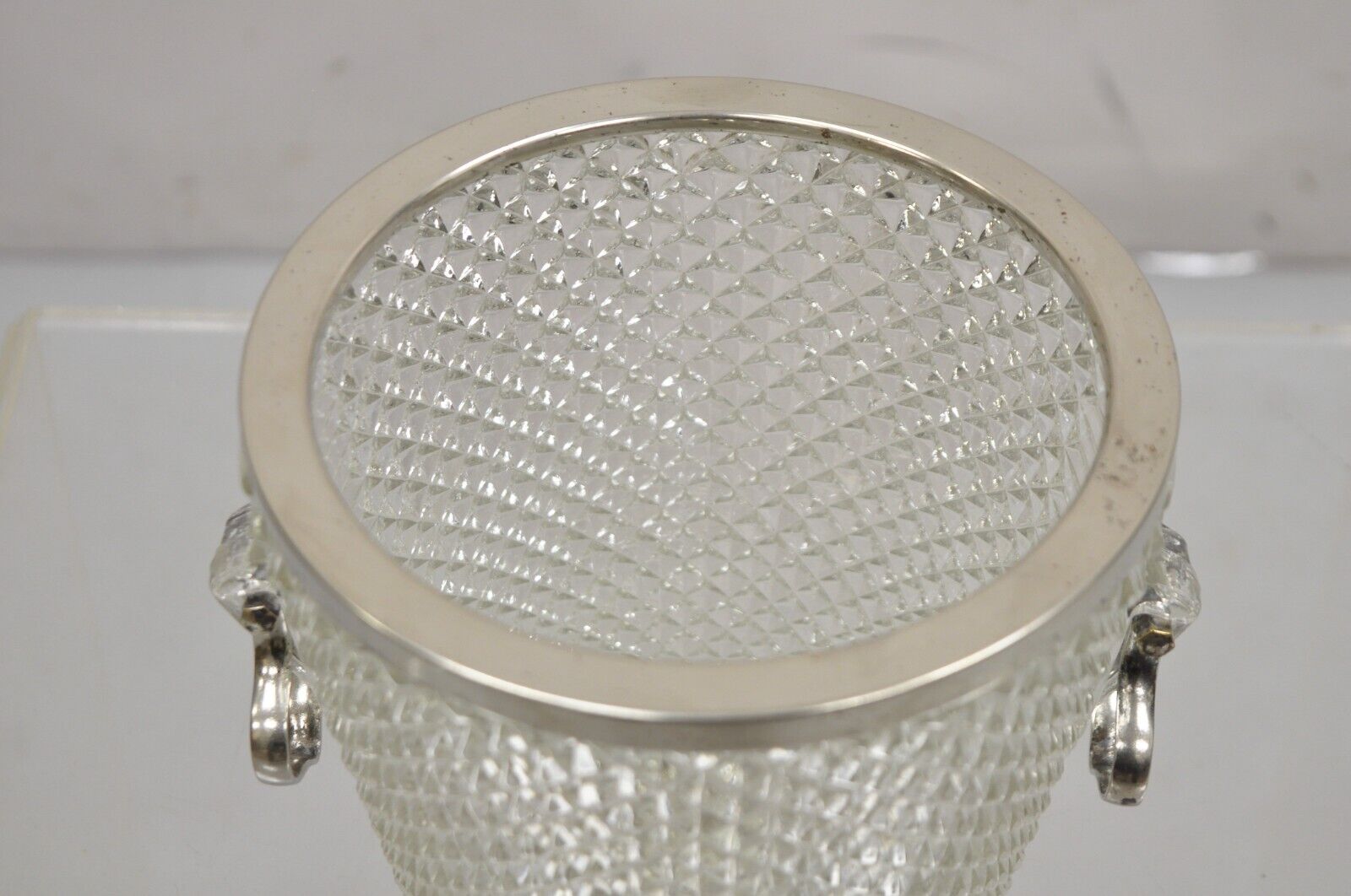 Vintage English Regency Crystal Glass Silver Plated Champagne Chiller Ice Bucket