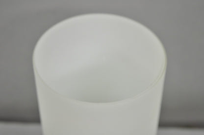 Vintage Mid Century Swedish Modern Frosted Glass Cylinder Small Teak Table Lamp