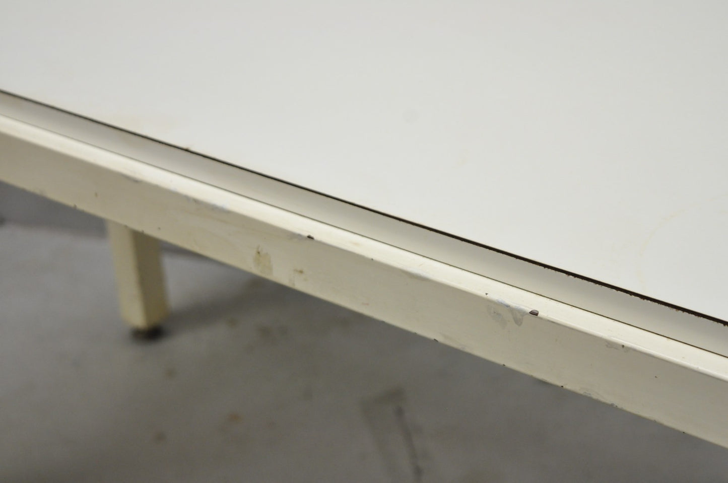 Vintage Mid Century Modern Steel Metal White Laminate Top Coffee Table Bench