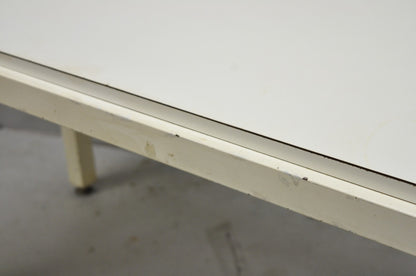 Vintage Mid Century Modern Steel Metal White Laminate Top Coffee Table Bench