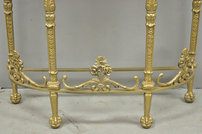 Antique Gothic Revival Oscar Bach Style Figural Bronze & Onyx Gold Console Table