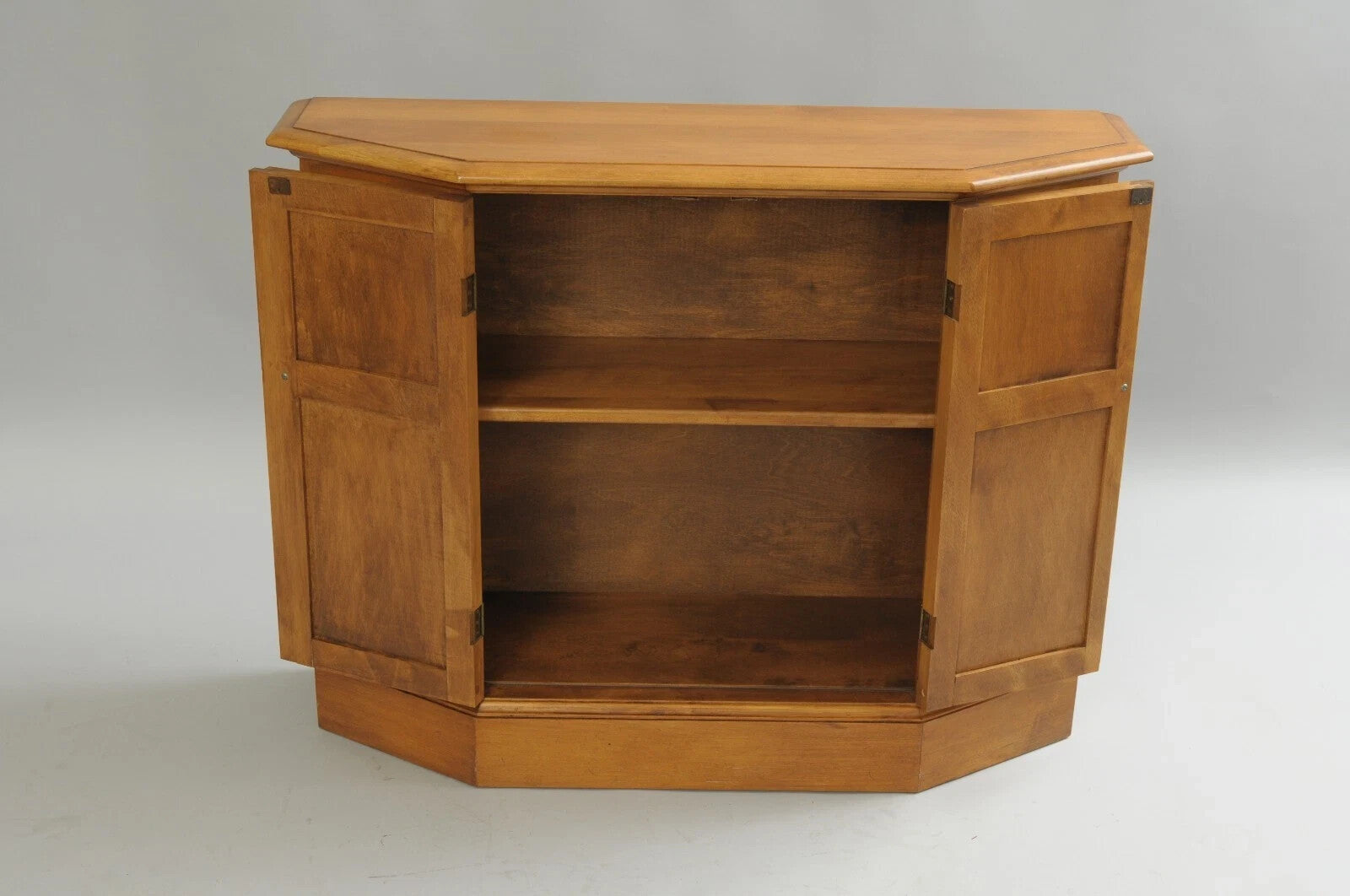 Conant Ball Colonial Maple Wood Console Cabinet Table w Clipper Ship Wall Mirror