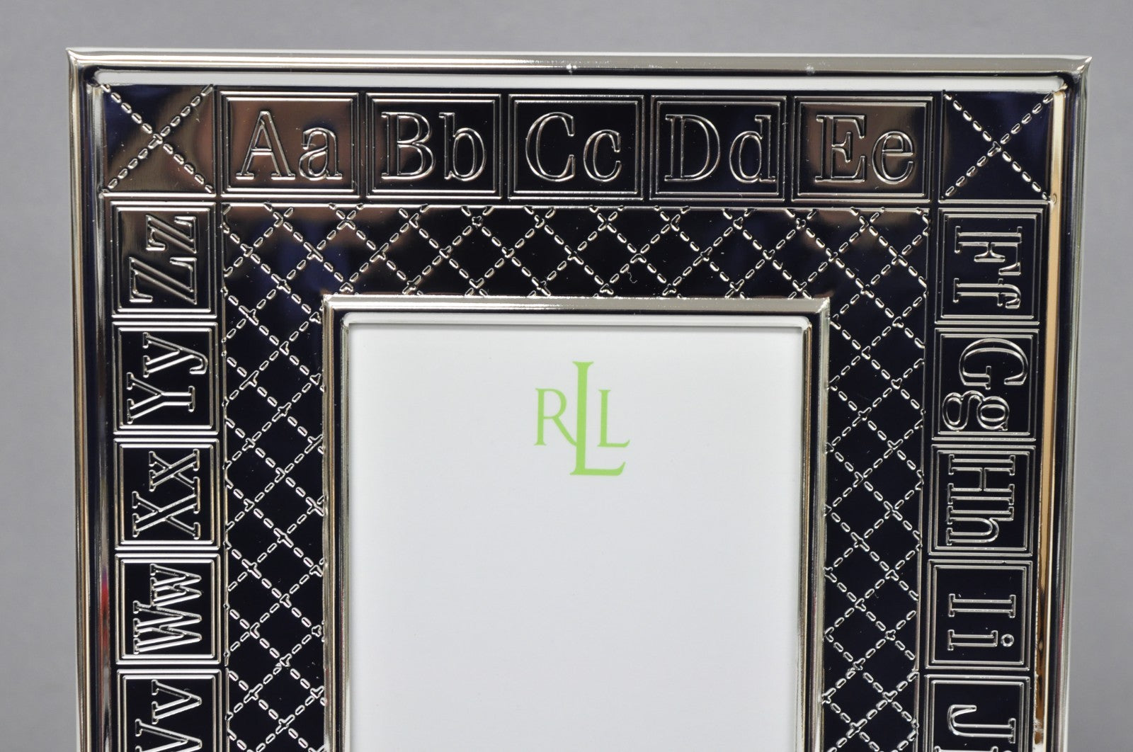 Ralph Lauren Silver Plated 4x6 Picture Frame MacKenzie Quilt Alphabet Motif NIB