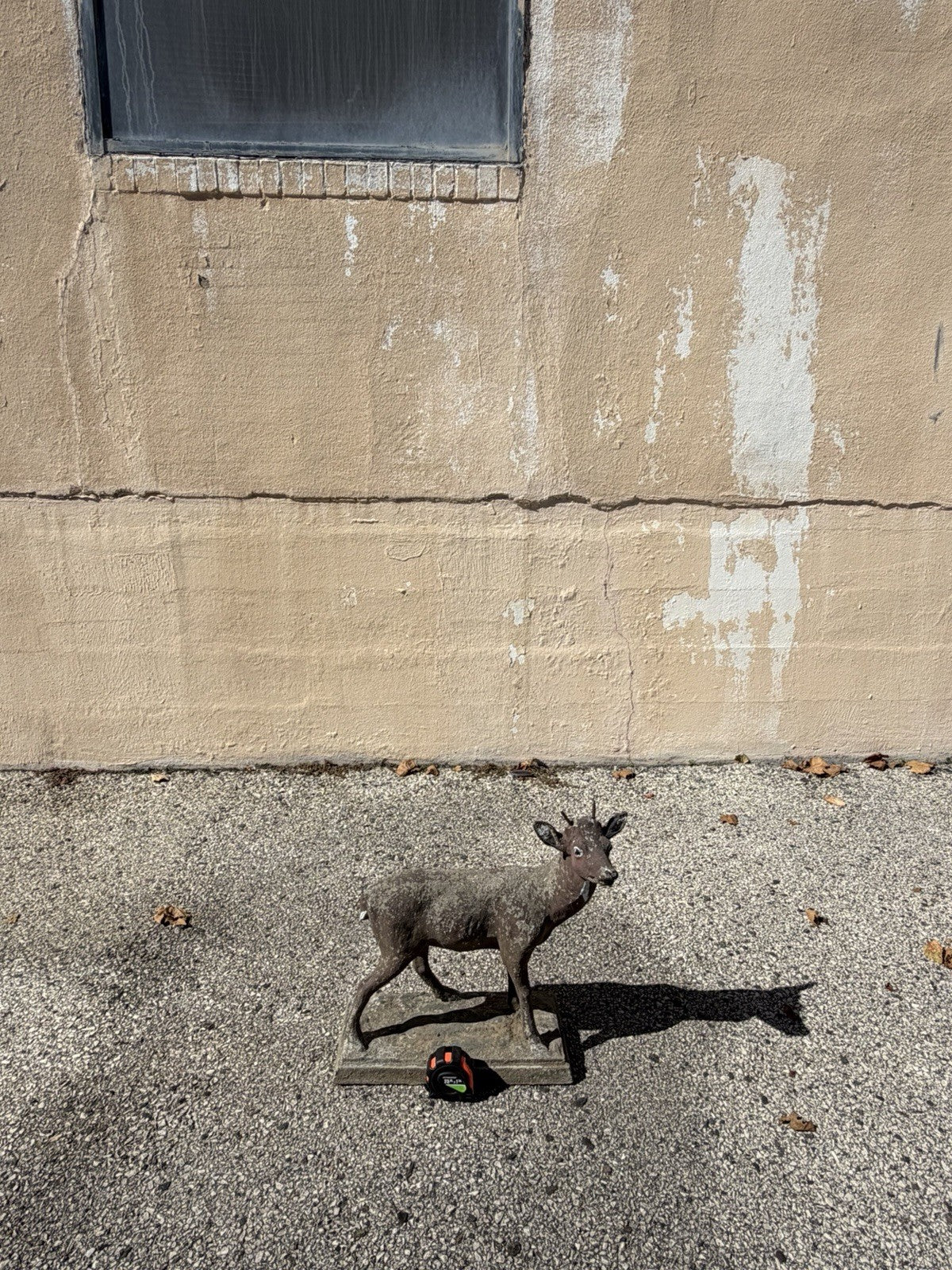 Vintage French Standing Deer Small 19" Cement Concrete Stone Garden Statue