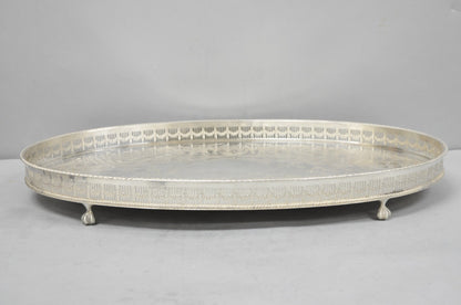 Vintage Viners of Sheffield Edwardian Silver Plated Raised Gallery Oval Tray