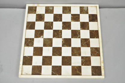 Vintage Mid Century Modern Mosaic Brown Marble Stone Chess Game Checkerboard