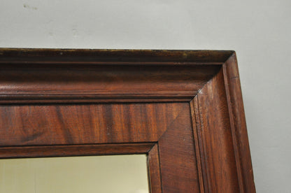 Antique American Empire Crotch Mahogany Wood Frame Rectangular Wall Mirror