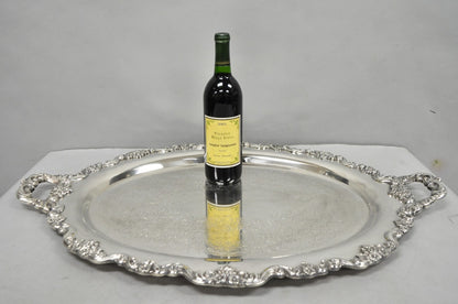 Vintage Poole 400 Lancaster Rose Oval Silver Plated Bar Serving Platter Tray