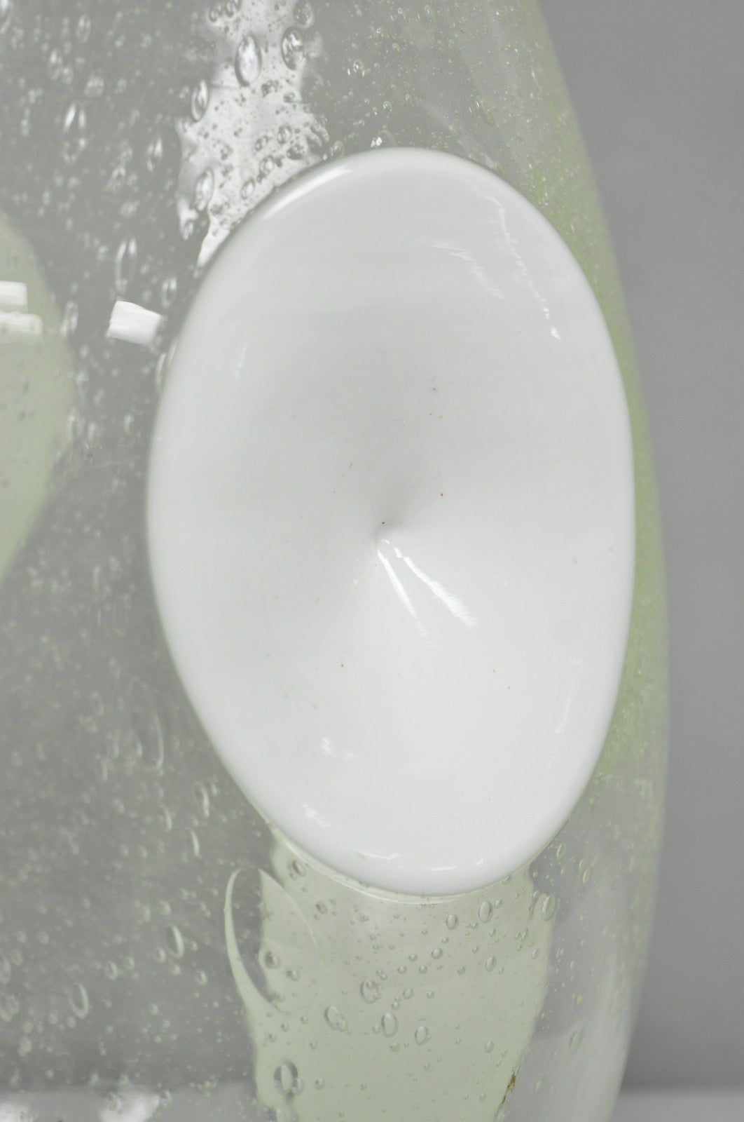 Vintage Mid Century Italian Modern Pulegoso Bubble Glass White Dimple 14" Vase