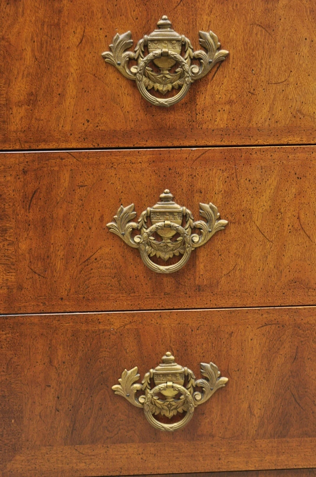 Vintage Henredon French Louis XV Style Banded Walnut Tall Chest Dresser