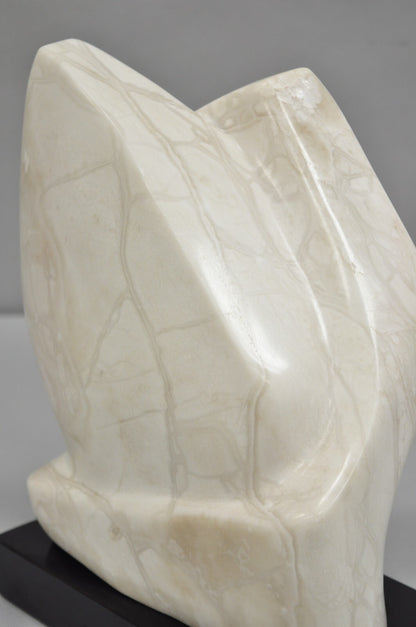 Morton Gaffin Modernist Carved White Alabaster Abstract Sculpture